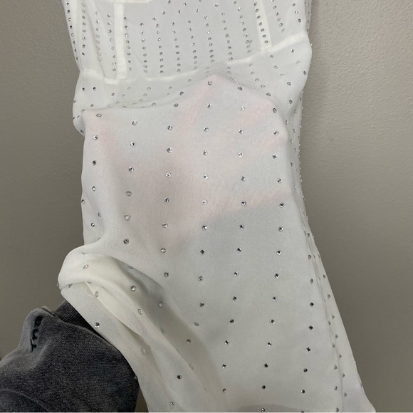 Revolve Superdown Carina Sheer Rhinestone Dress in White bachelorette bridal med - Picture 8 of 9